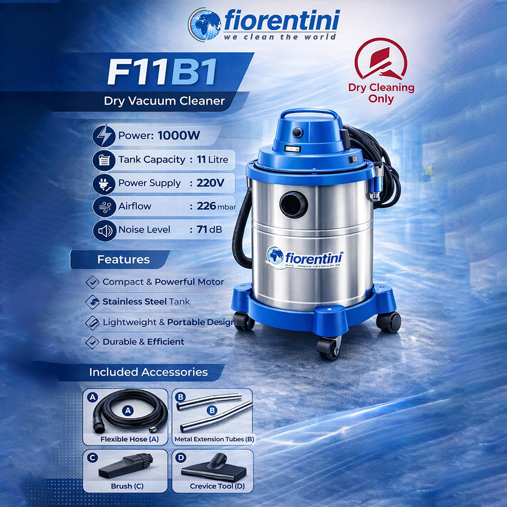 Fiorentini ForceClean F11B1 – 1000W Dry Vacuum Cleaner